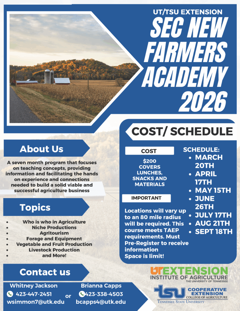 Flyer with new farmer academy information