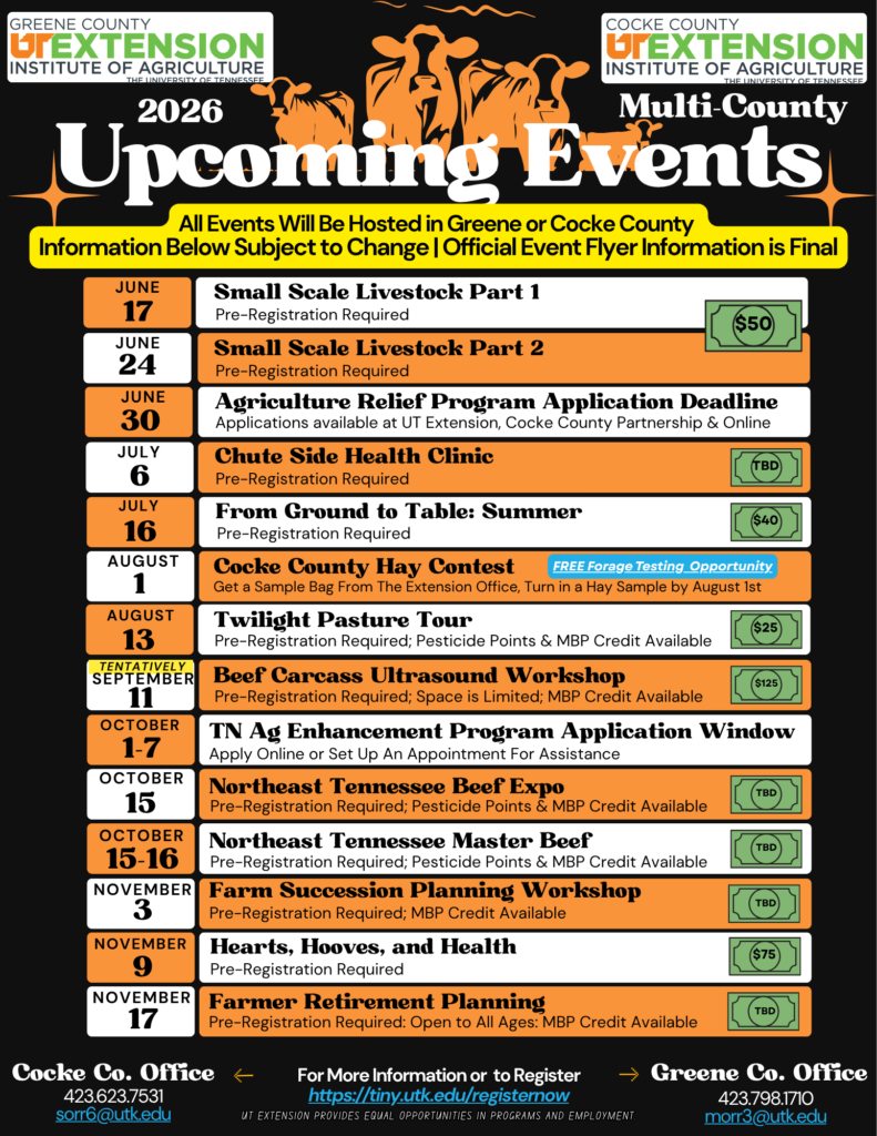 Upcoming events flyer